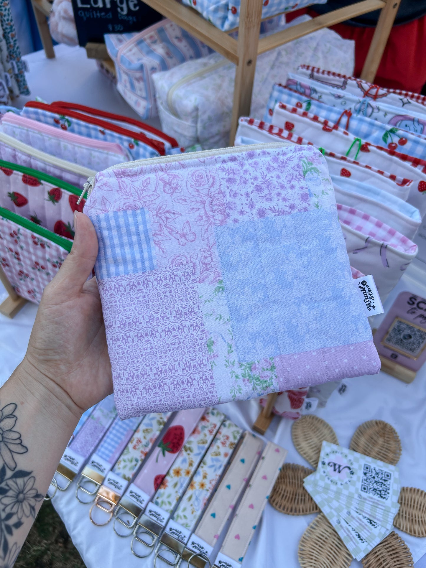 Cute Patchy Zip Pouch