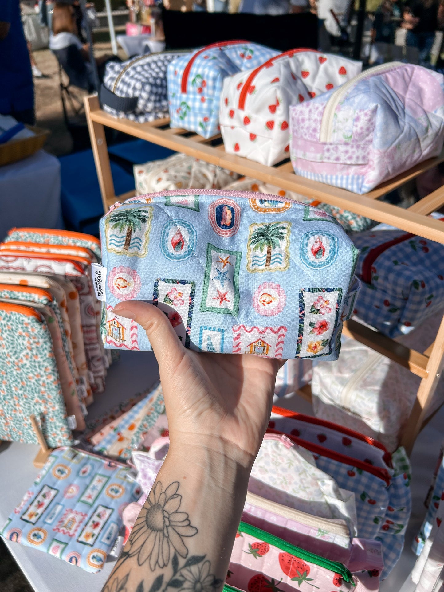 Summer Stamp Quilted Makeup Bag