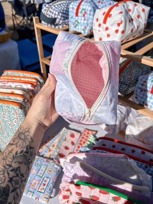 Cute Patchy Quilted Makeup Bag