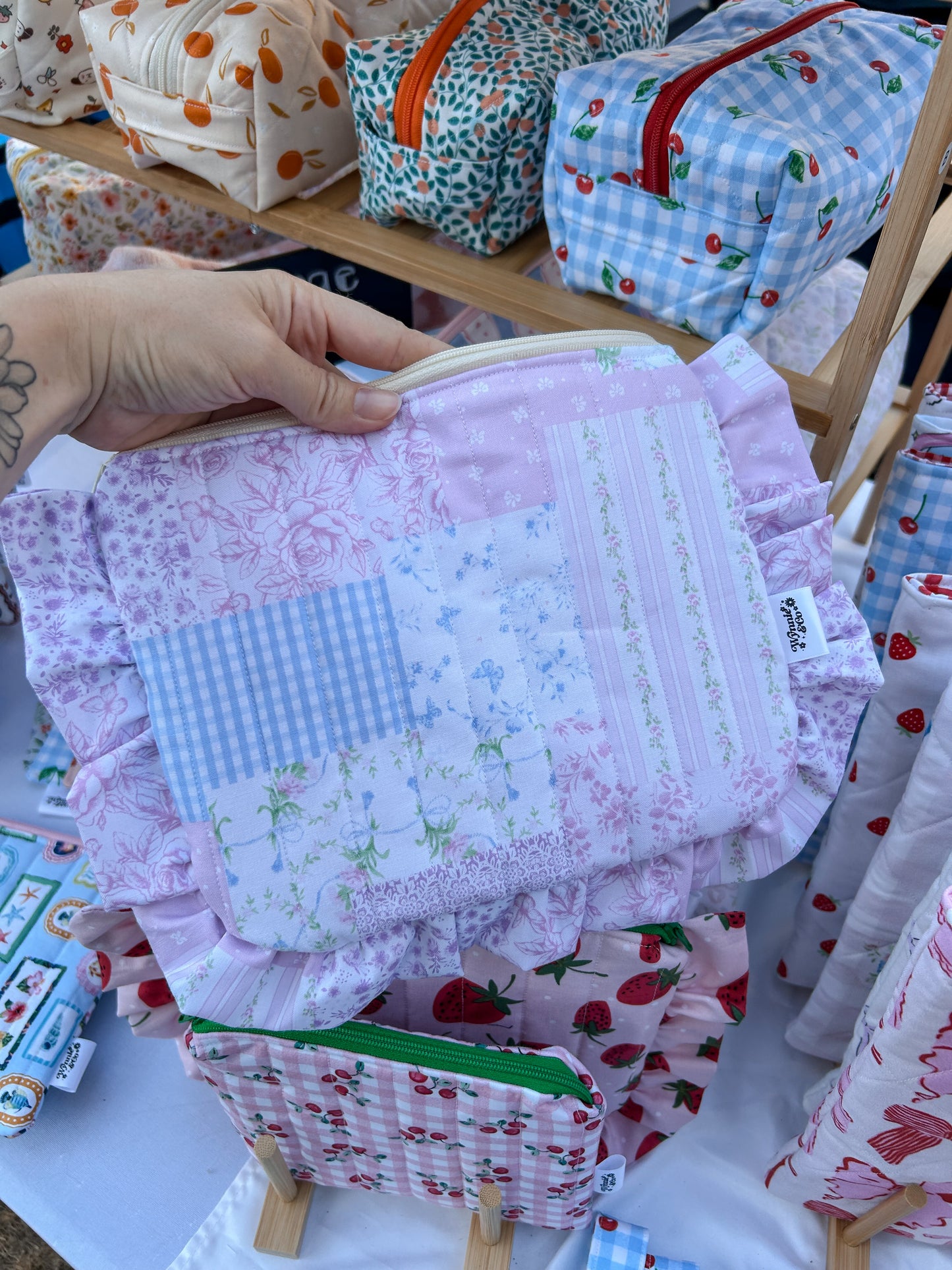Cute Patchy Ruffle Pouch