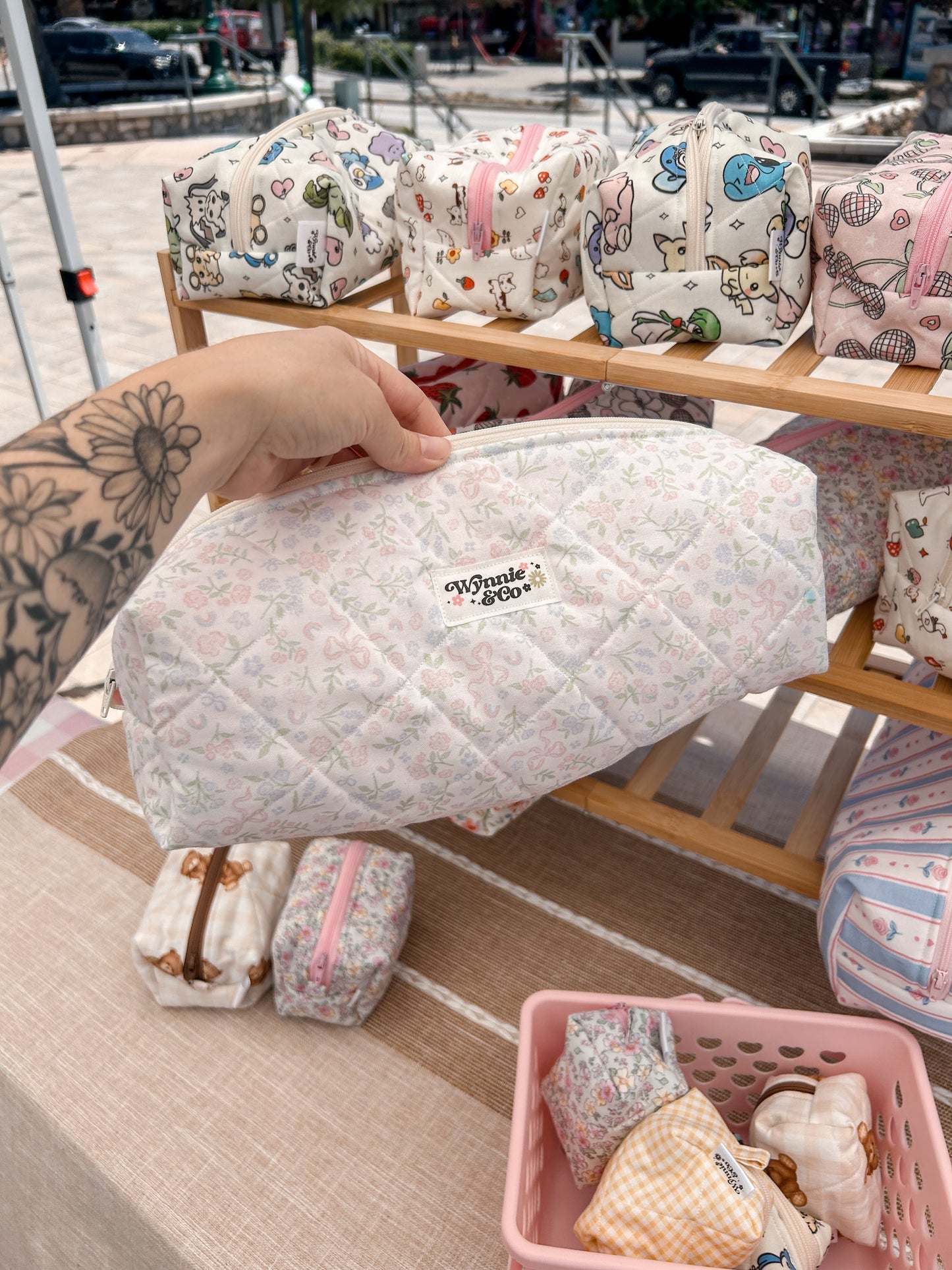 Light Floral Hair Tools Bags