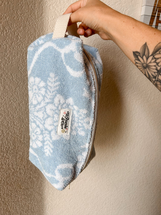 blue bow towel boxy bag (large) l