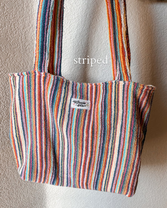 Striped towel tote