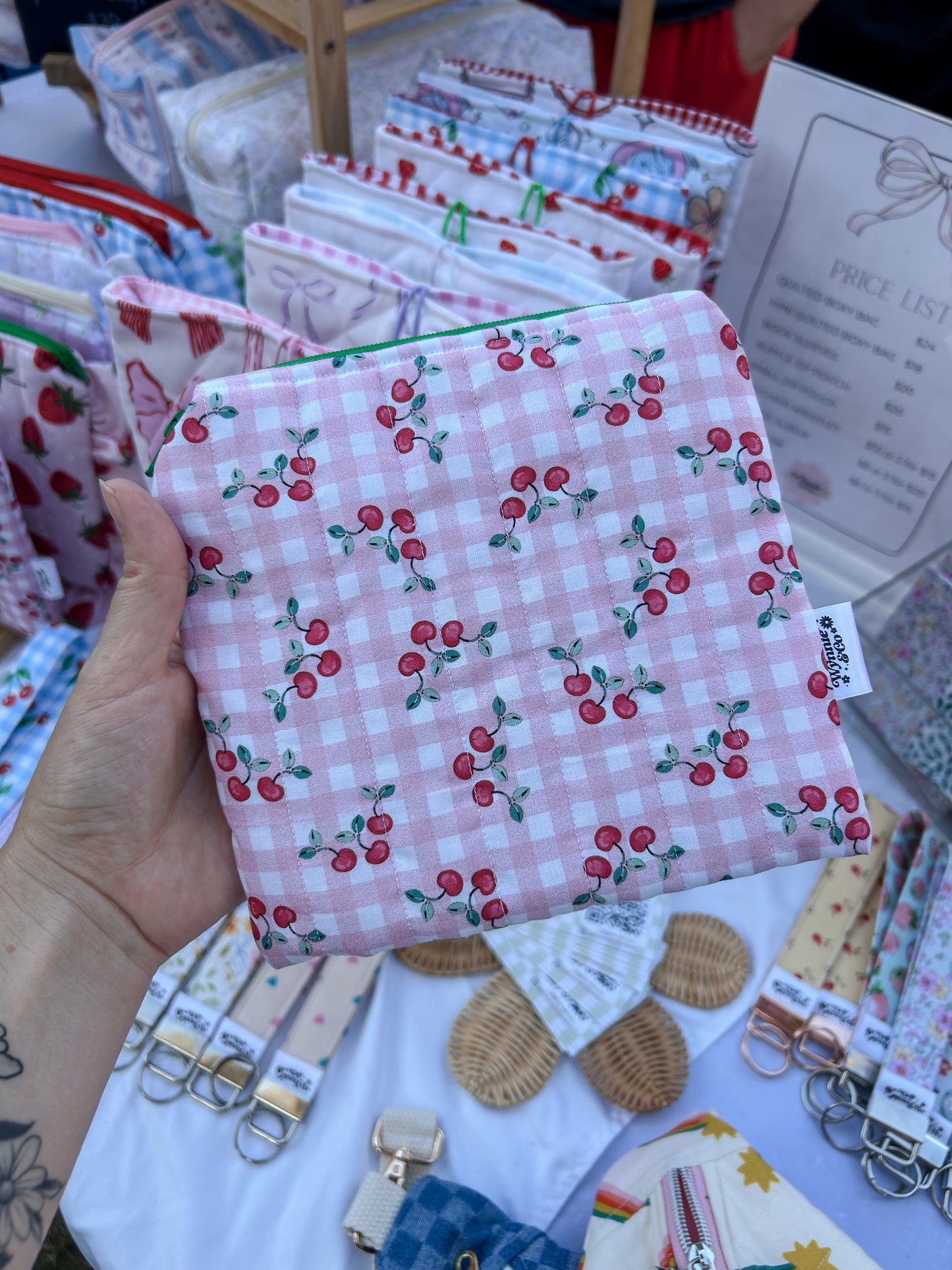 Pink Cherry Zip Pouch