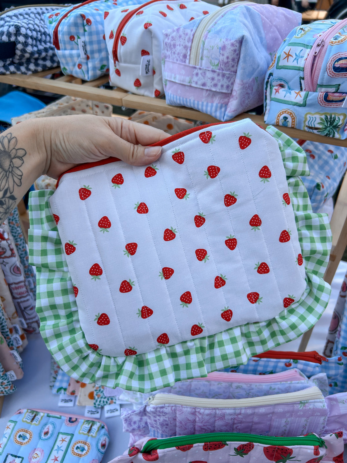Tiny Strawberry Ruffle Pouch