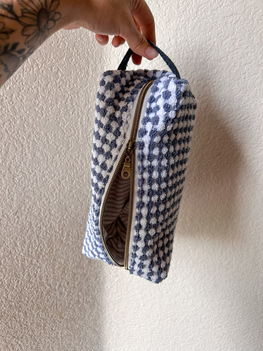 blue&white towel boxy bag (medium)