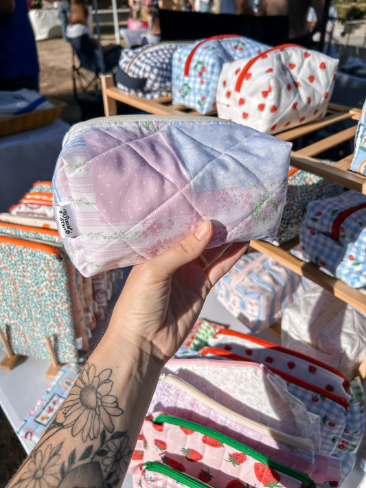 Cute Patchy Quilted Makeup Bag