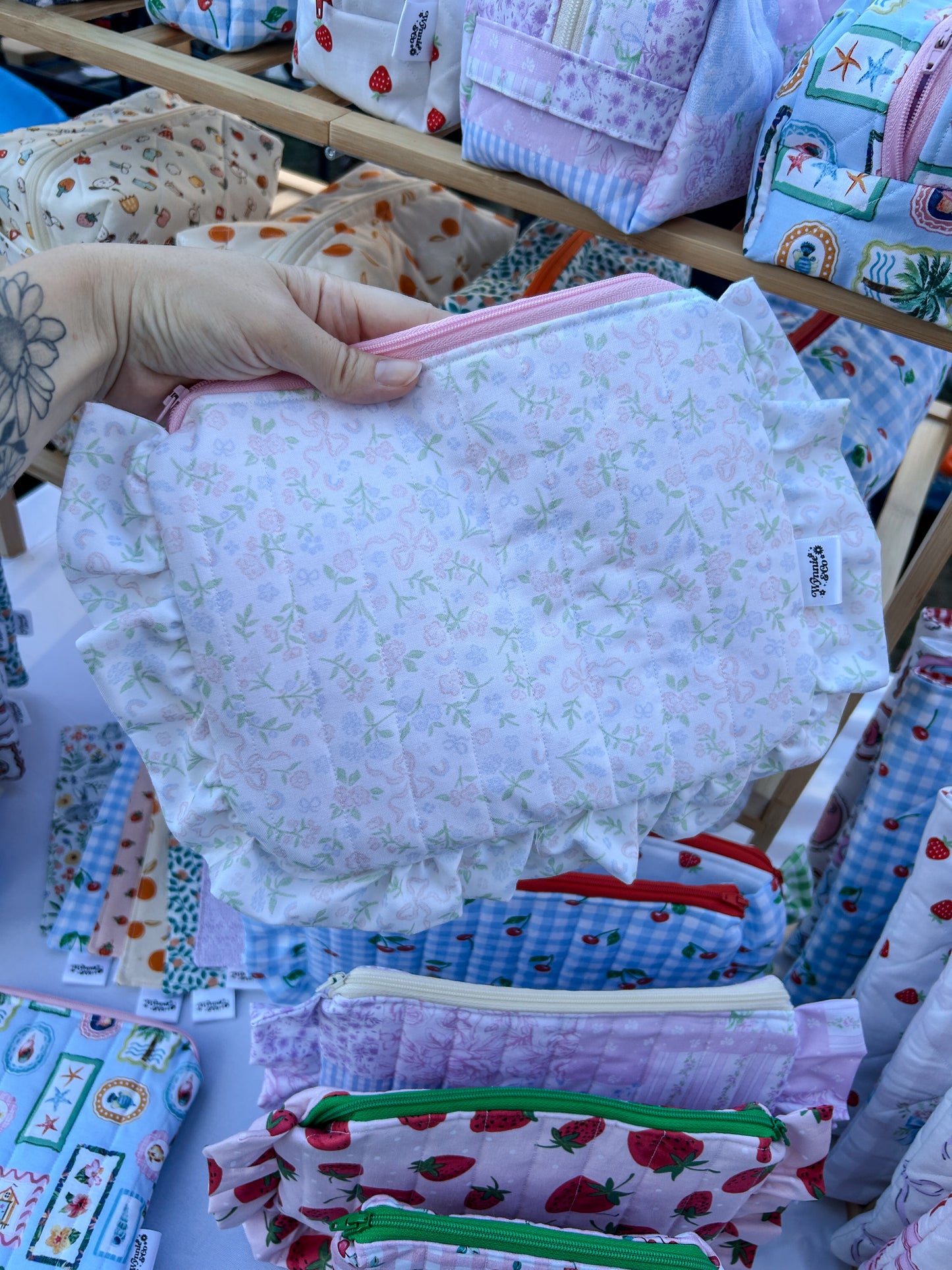Dainty Floral Ruffle Pouch