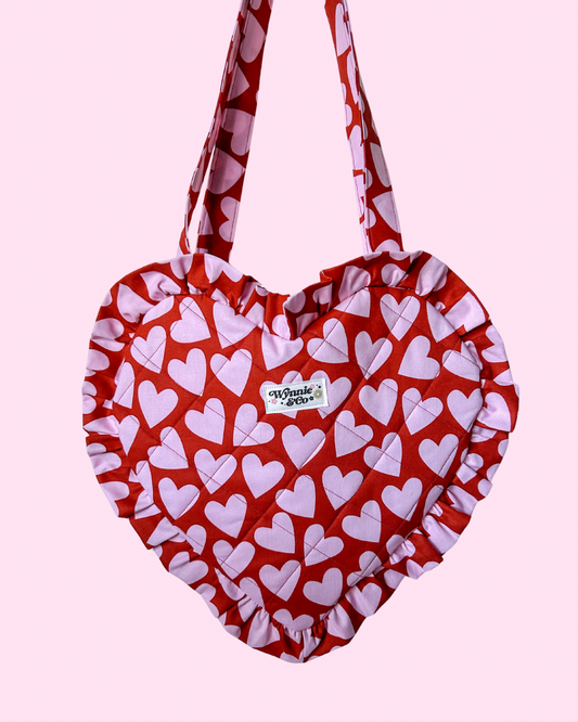 Pink Heart Ruffle Tote