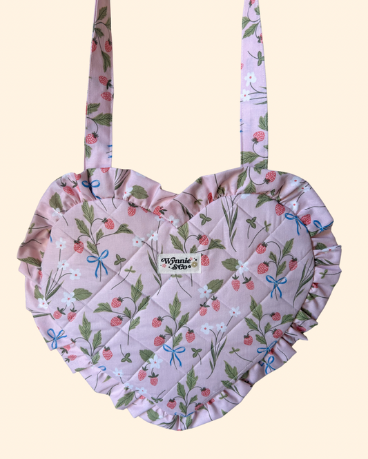 Strawberry 🍓 Fields Ruffle Heart Tote
