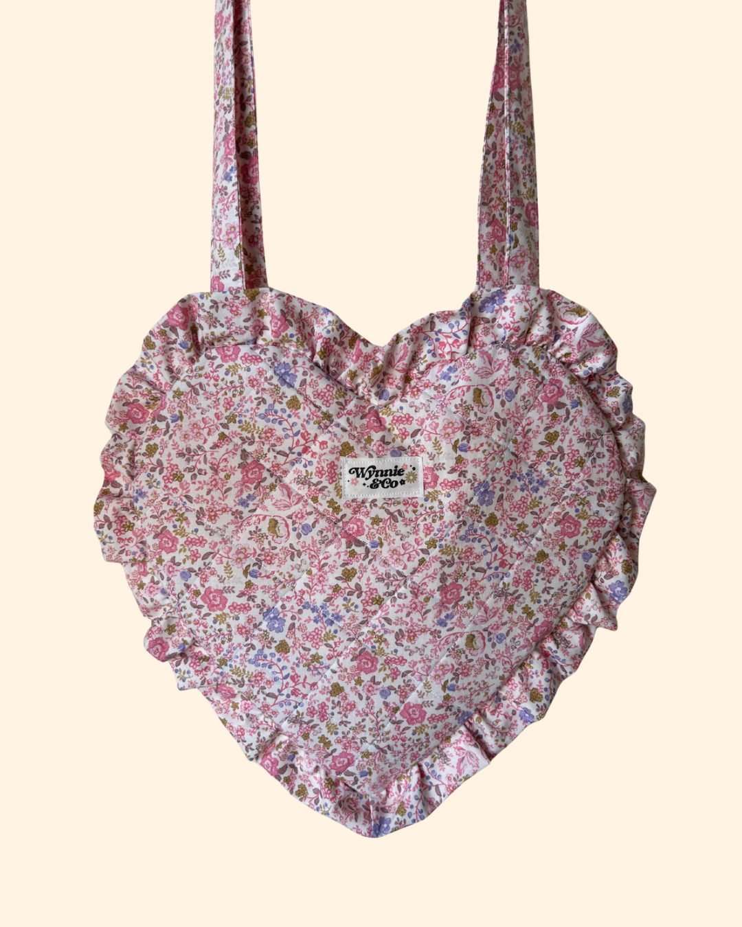 Spring Floral Ruffle Heart Tote
